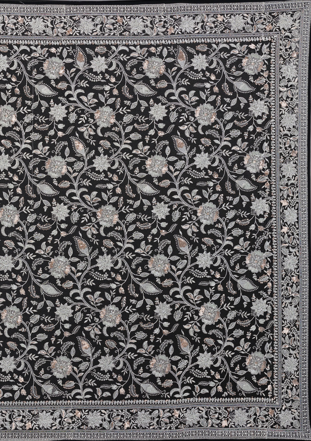 Black Threadwork Tissue Saree