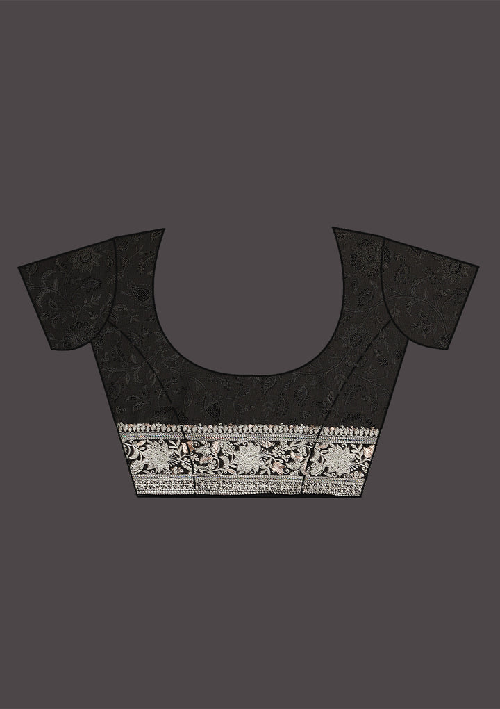 Black Threadwork Tissue Saree