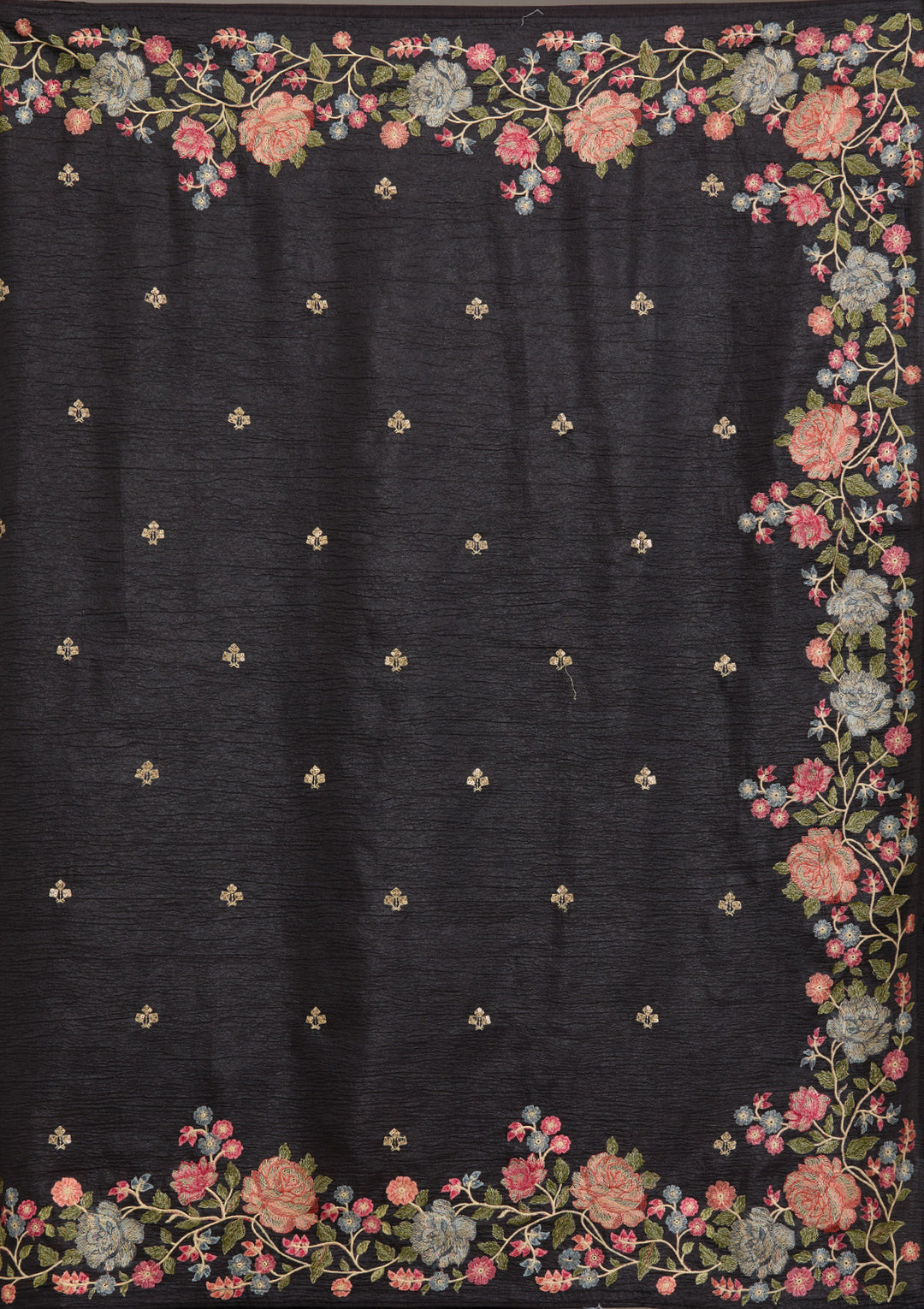Black Threadwork Tissue Saree