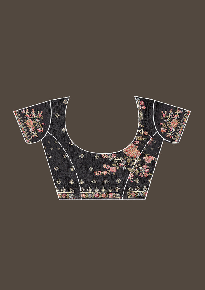 Black Threadwork Tissue Saree