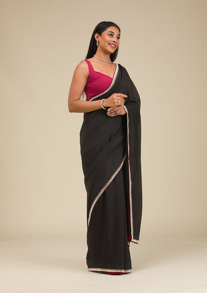 Black Zariwork Art Silk Saree
