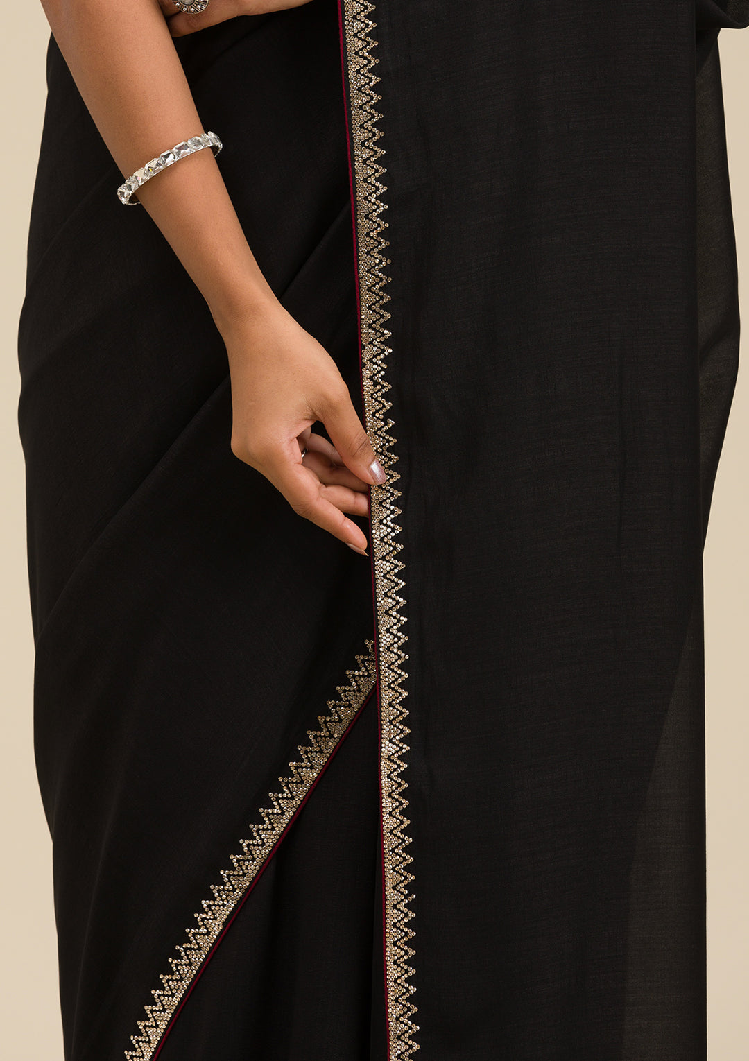 Black Zariwork Art Silk Saree