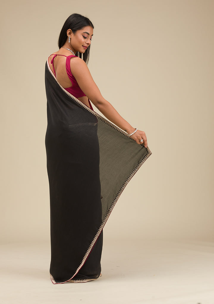Black Zariwork Art Silk Saree