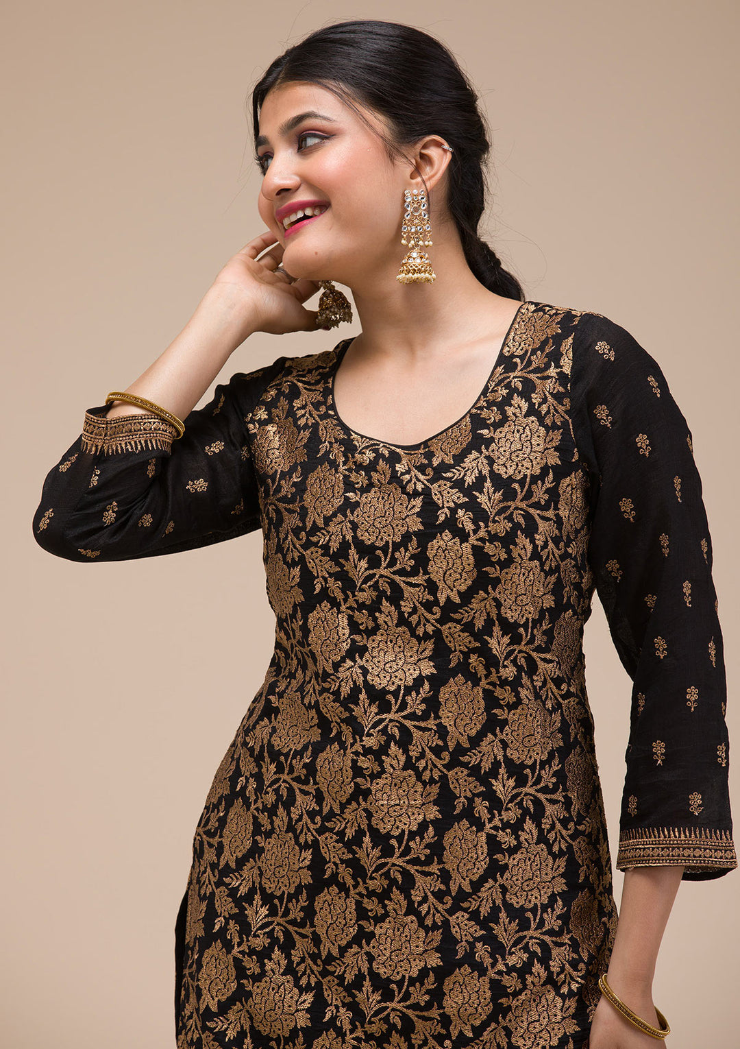 Black Zariwork Georgette Readymade Sharara Suit