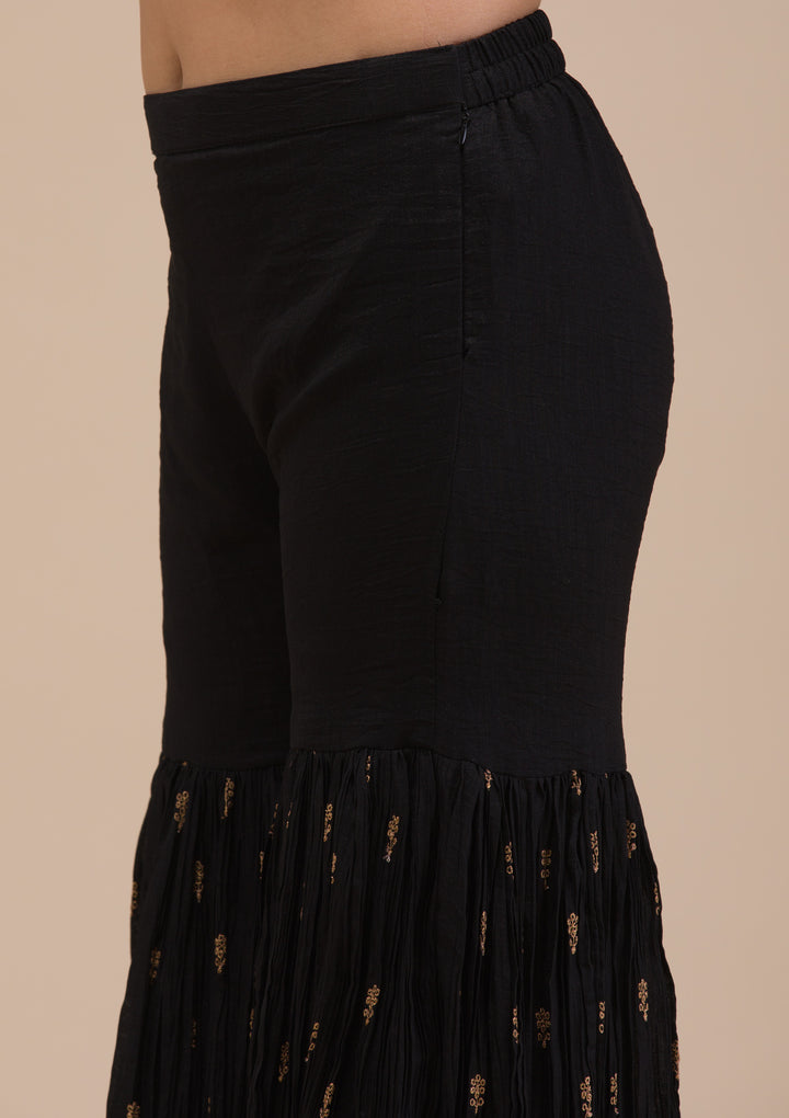 Black Zariwork Georgette Readymade Sharara Suit