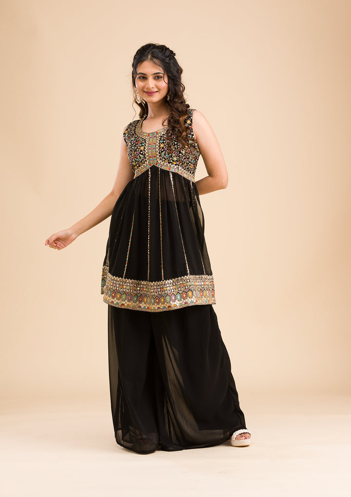 Black Zariwork Georgette Readymade Salwar Suit