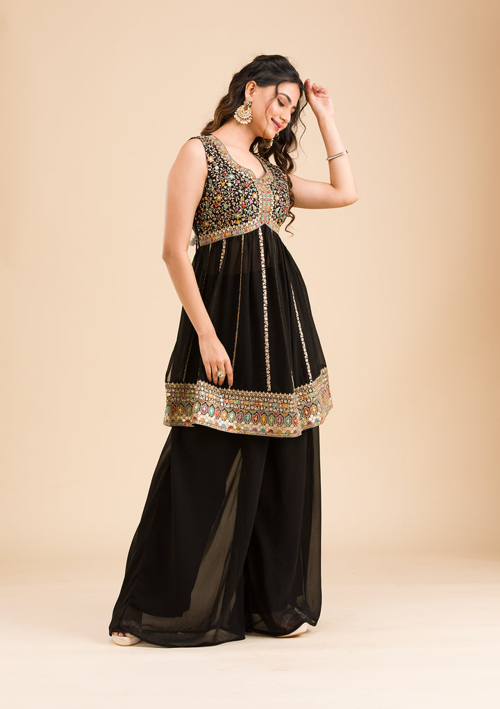Black Zariwork Georgette Readymade Salwar Suit