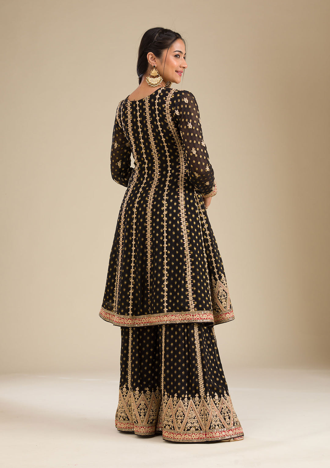 Black Zariwork Georgette Readymade Salwar Suit