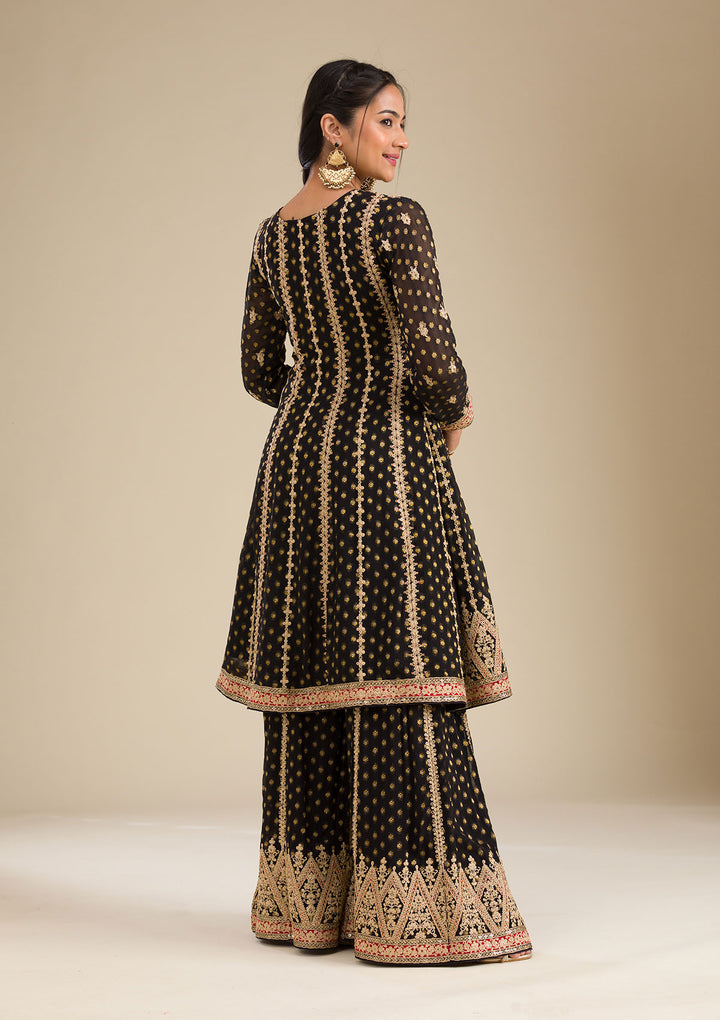 Black Zariwork Georgette Readymade Salwar Suit