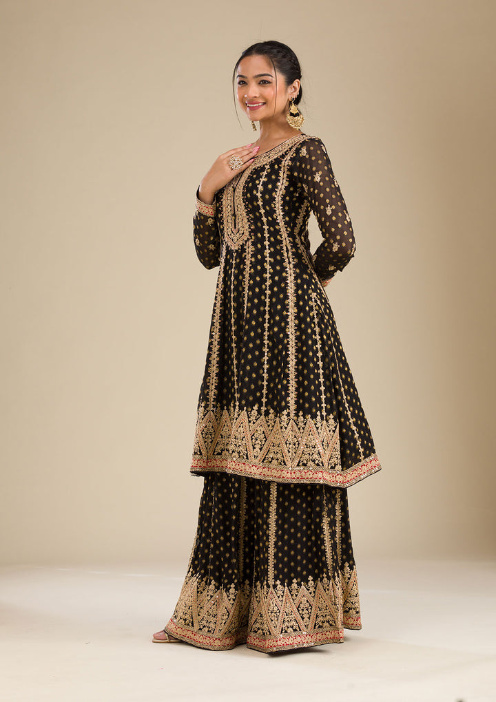 Black Zariwork Georgette Readymade Salwar Suit