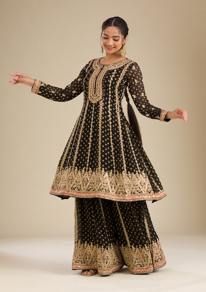 Black Zariwork Georgette Readymade Salwar Suit