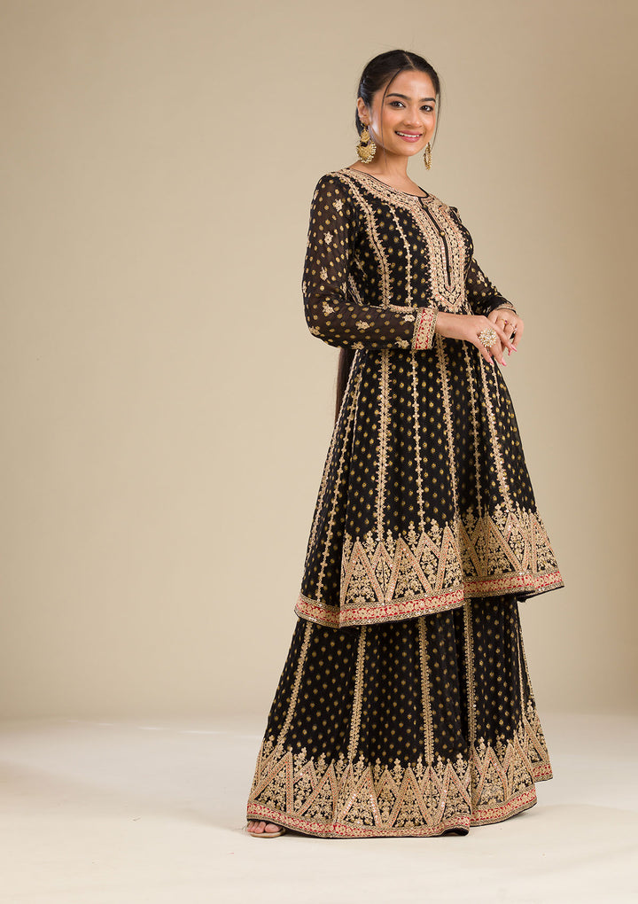 Black Zariwork Georgette Readymade Salwar Suit