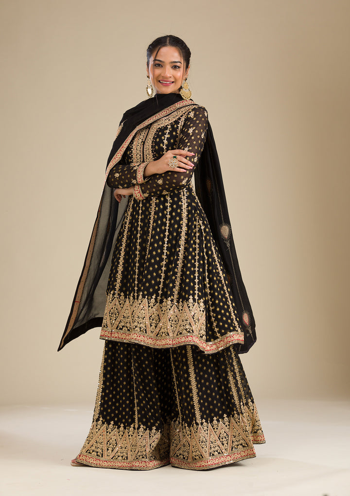 Black Zariwork Georgette Readymade Salwar Suit
