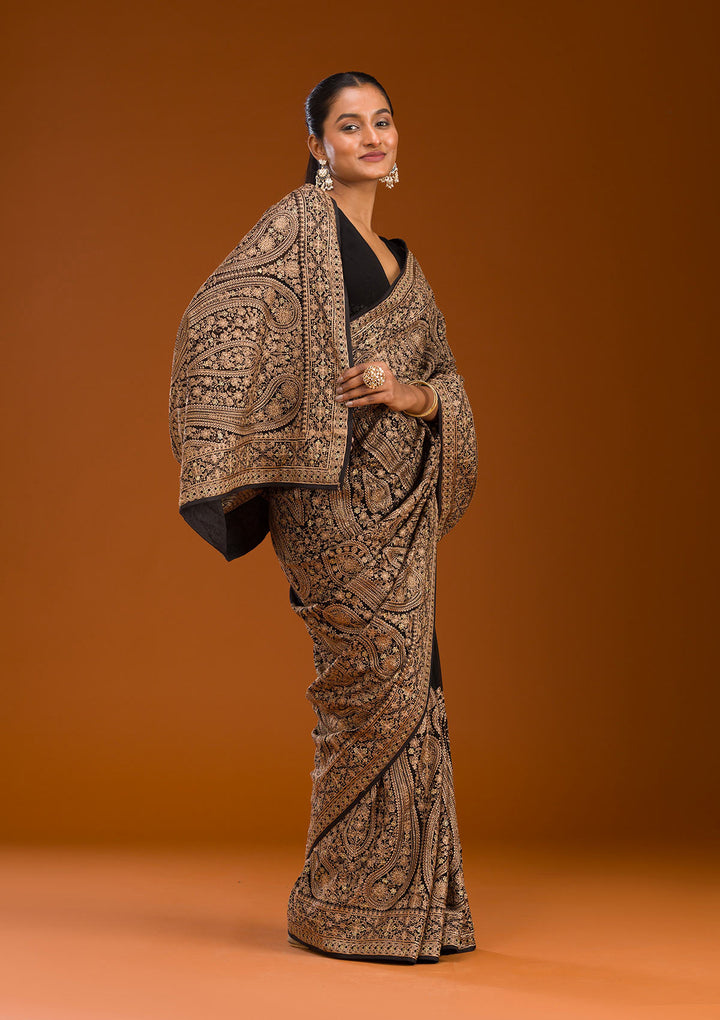 Black Zariwork Georgette Saree