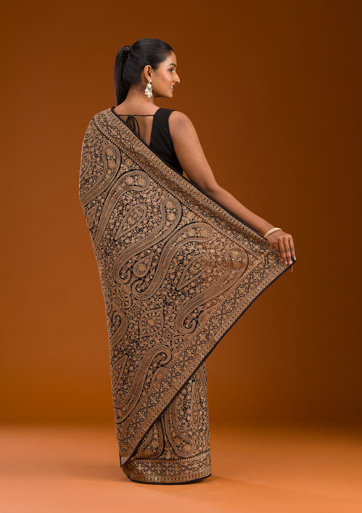 Black Zariwork Georgette Saree