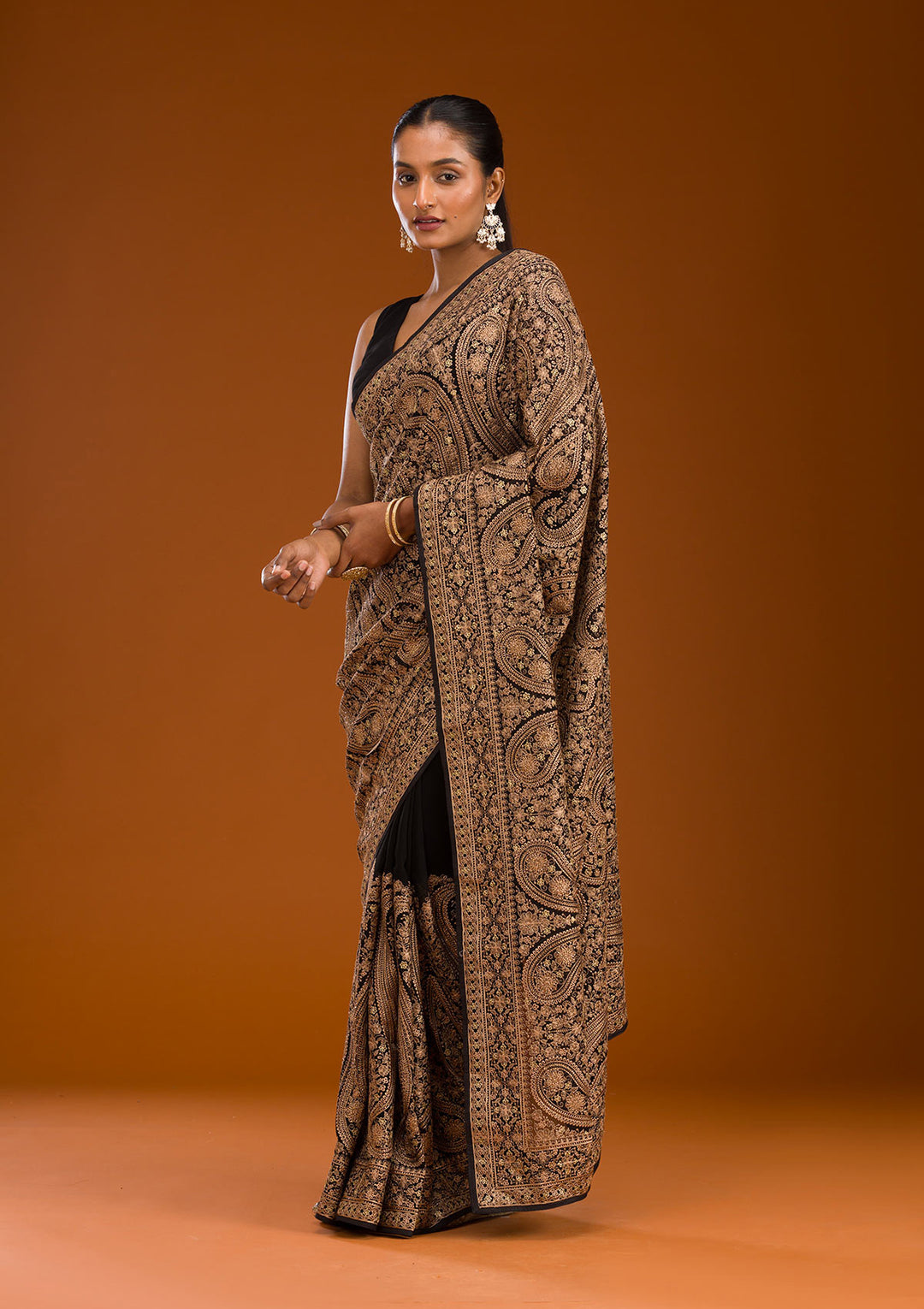 Black Zariwork Georgette Saree