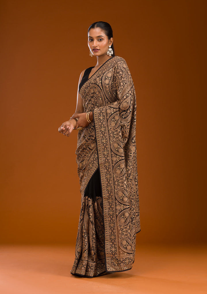 Black Zariwork Georgette Saree