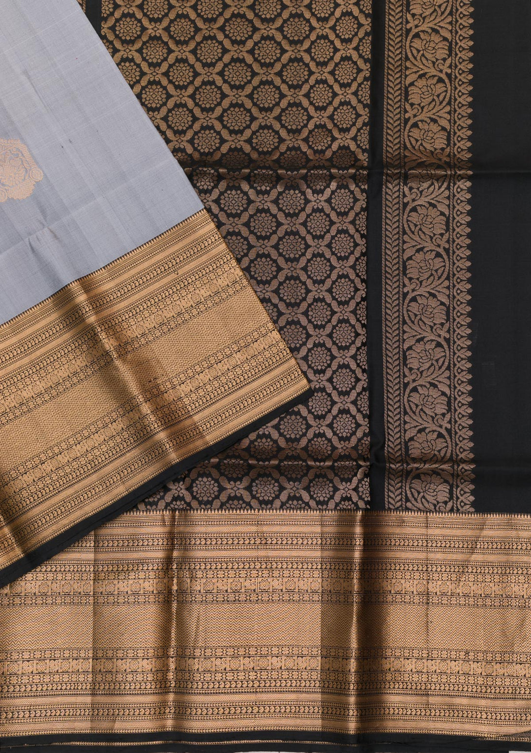 Grey Zariwork Pure Silk Saree