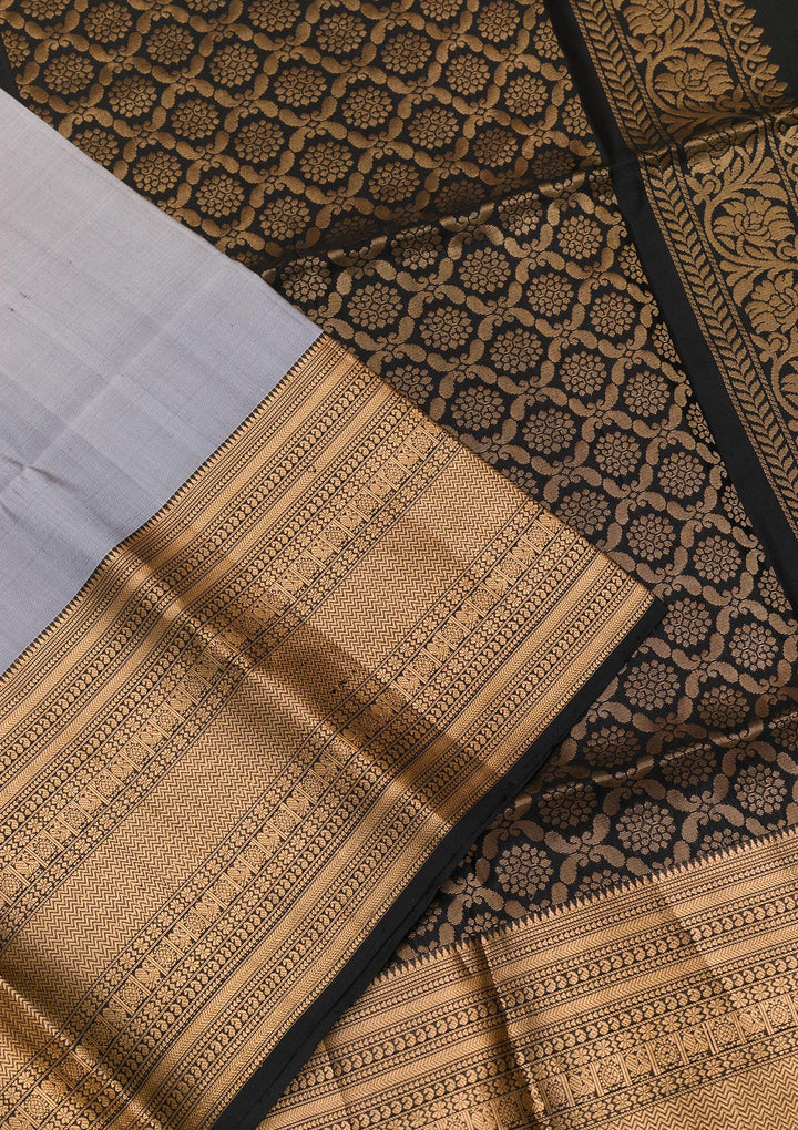 Grey Zariwork Pure Silk Saree