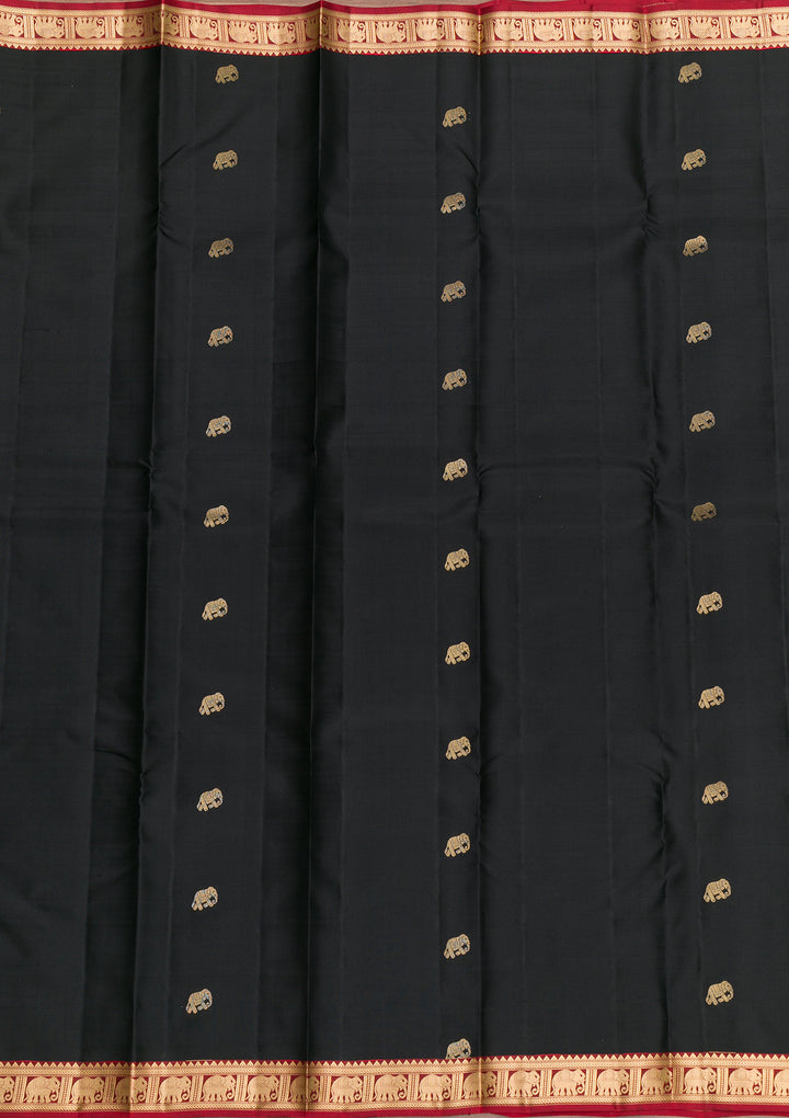 Black Zariwork Pure Silk Saree-Koskii