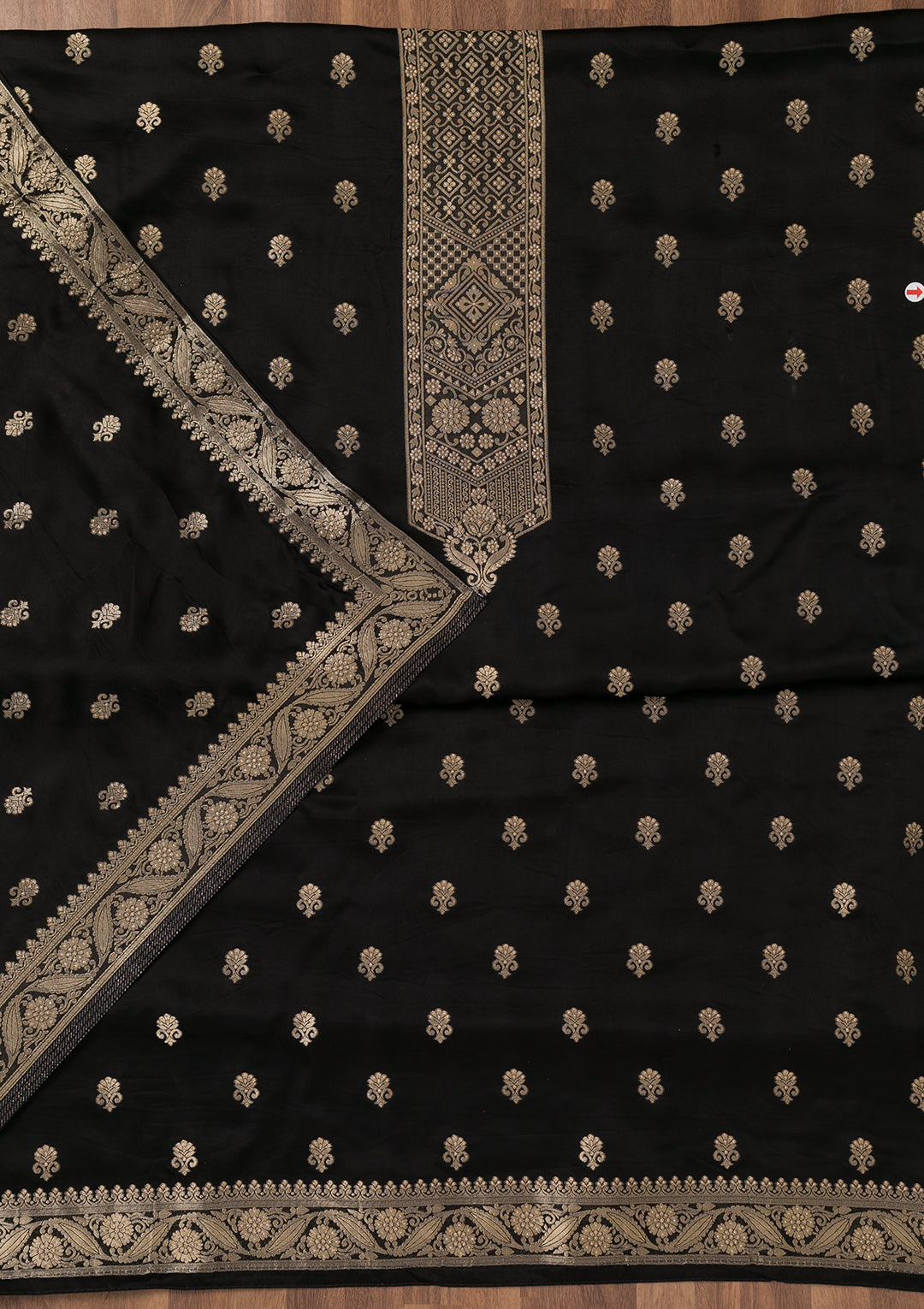 Black Zariwork Semi Crepe Unstitched Salwar Suit