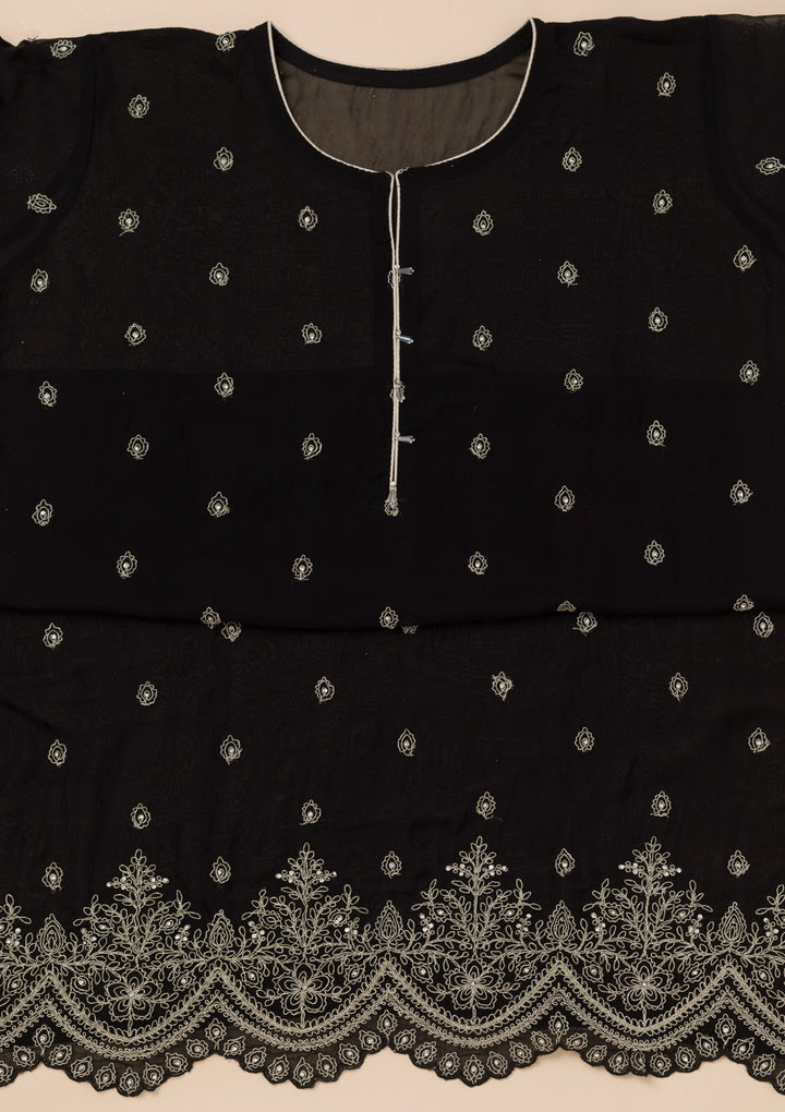 Black Zariwork Semi Crepe Unstitched Salwar Suit