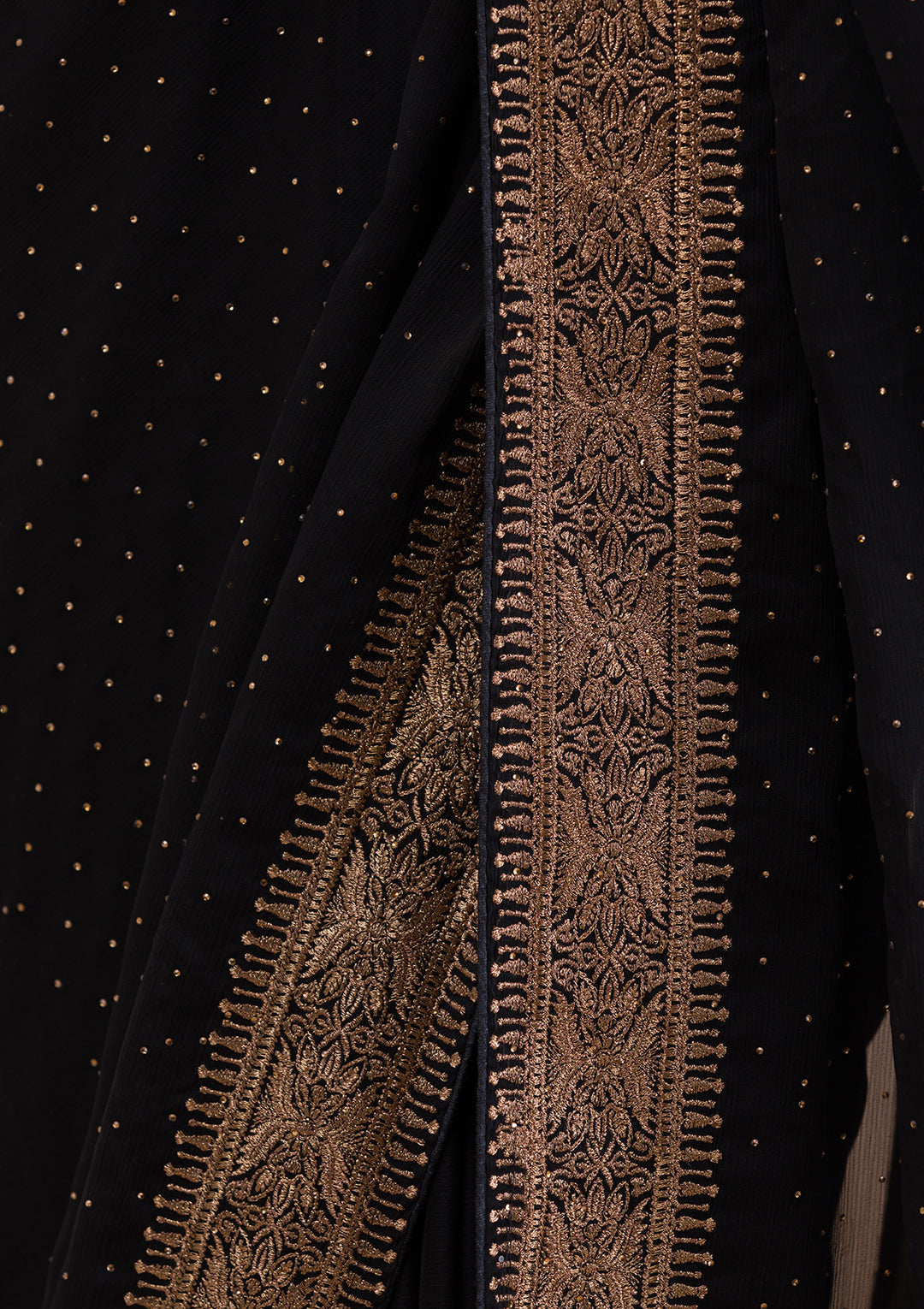 Black Zariwork Semi Crepe Saree