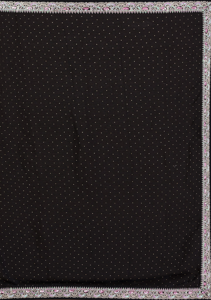 Black Zariwork Semi Crepe Saree
