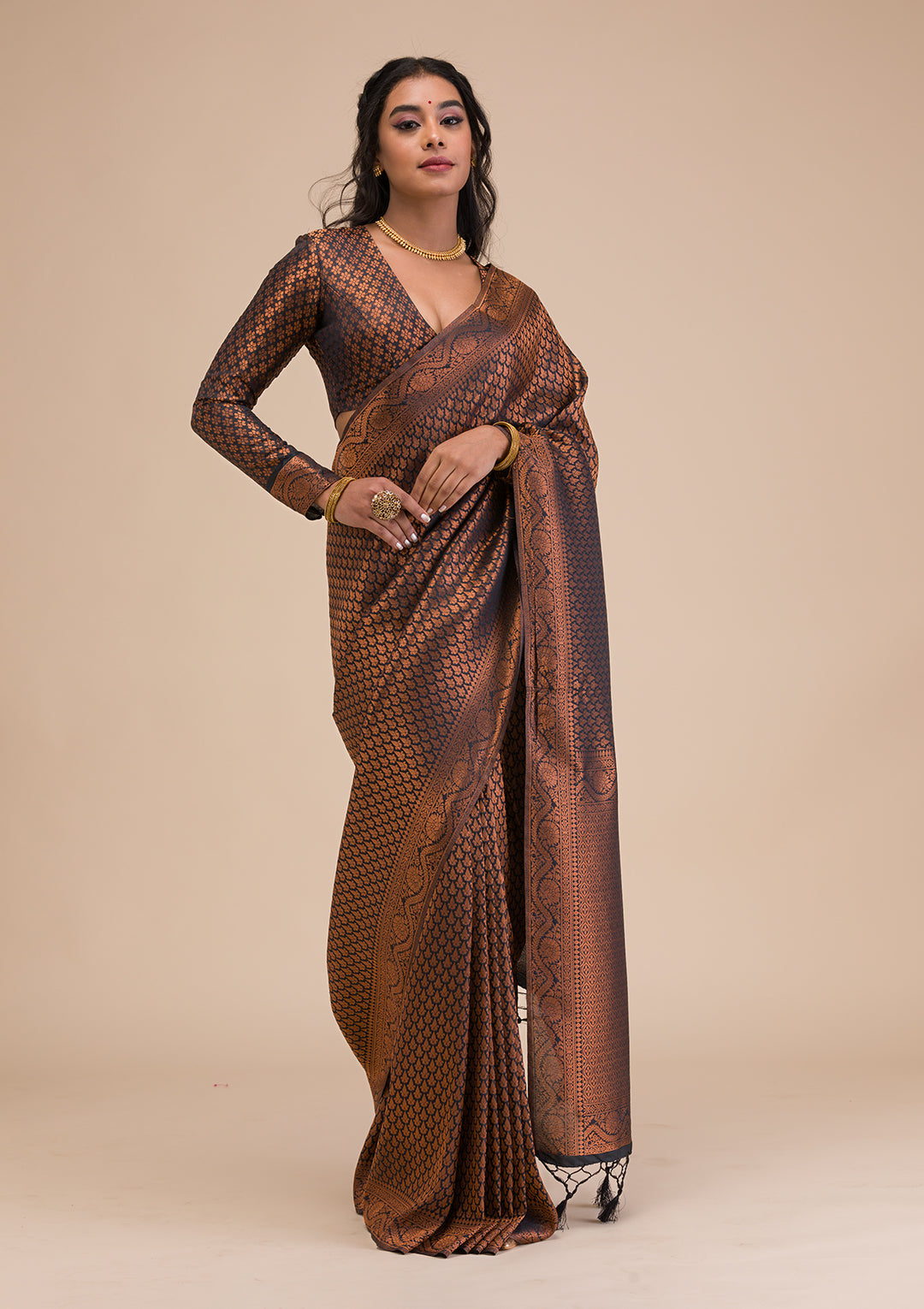 Black Zariwork Soft Silk Saree