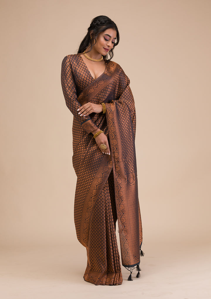 Black Zariwork Soft Silk Saree