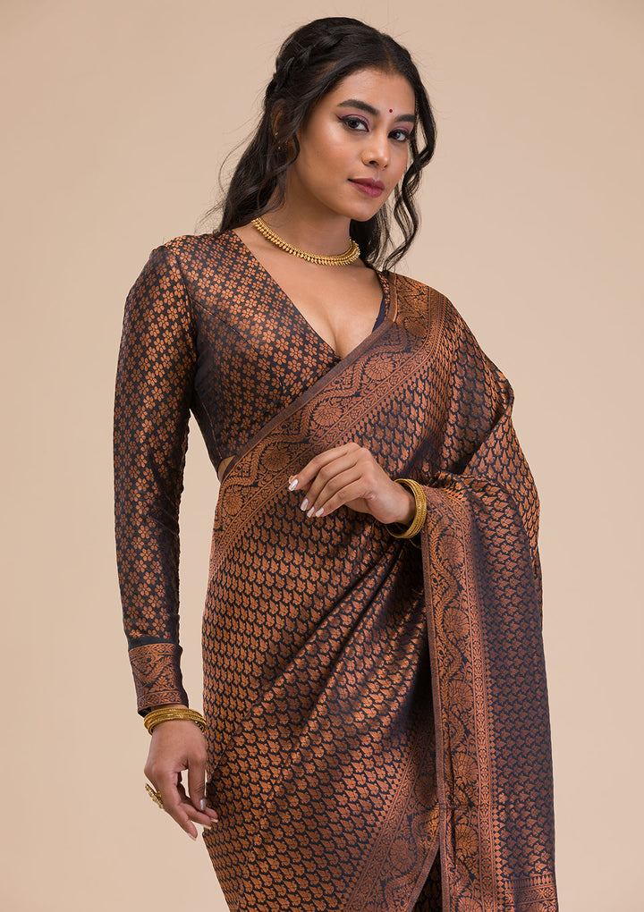 Black Zariwork Soft Silk Saree