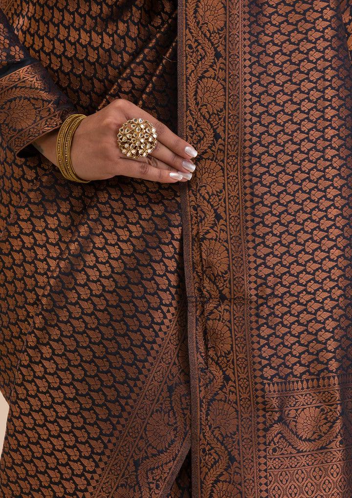 Black Zariwork Soft Silk Saree