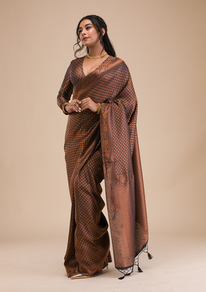 Black Zariwork Soft Silk Saree