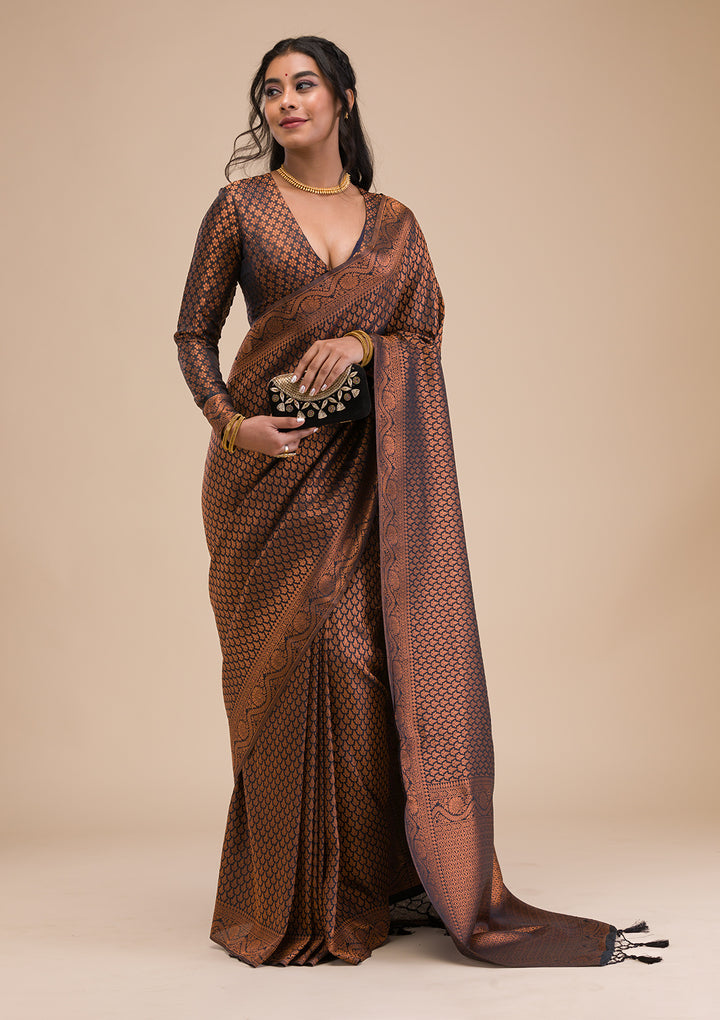 Black Zariwork Soft Silk Saree