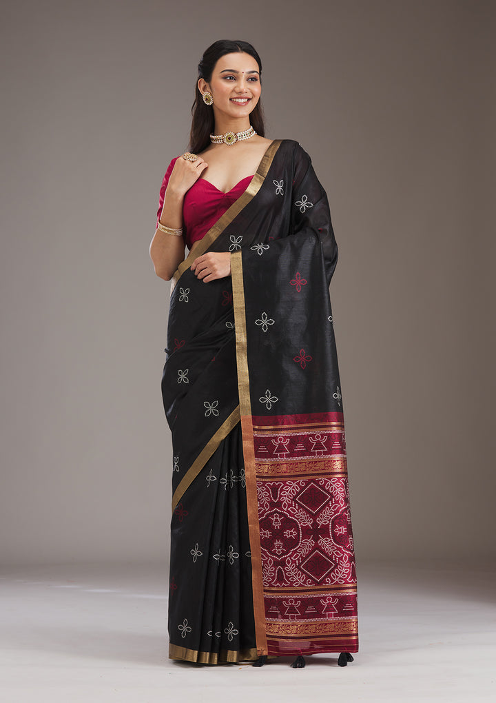 Black Zariwork Tissue Saree