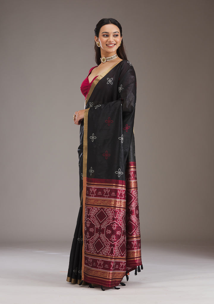 Black Zariwork Tissue Saree