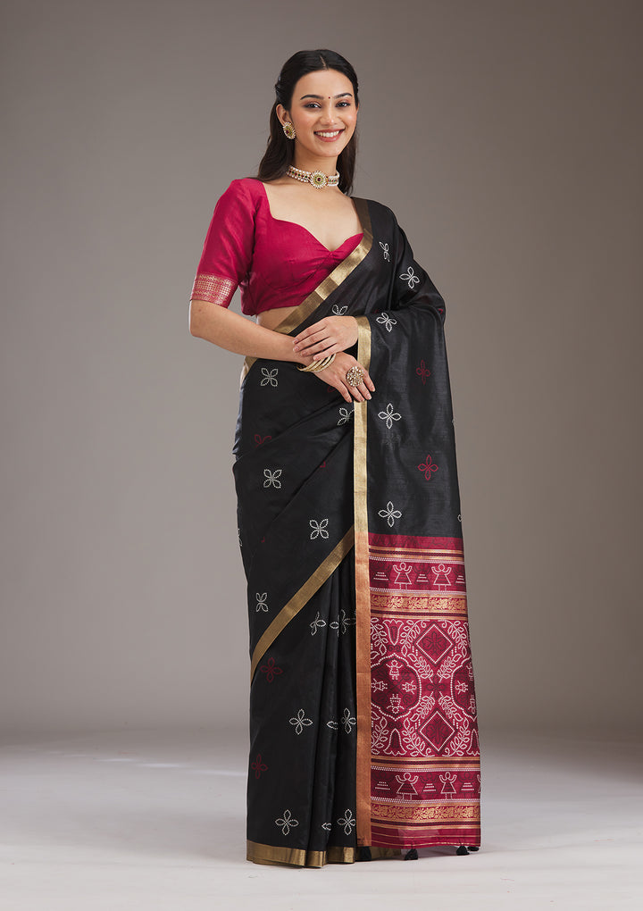 Black Zariwork Tissue Saree
