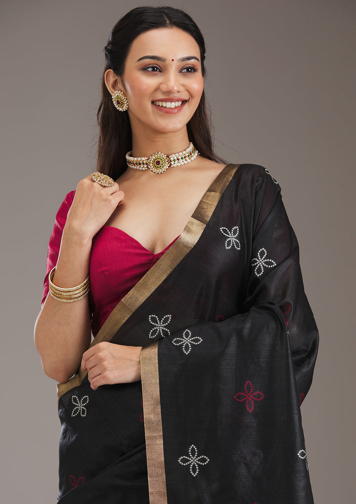 Black Zariwork Tissue Saree