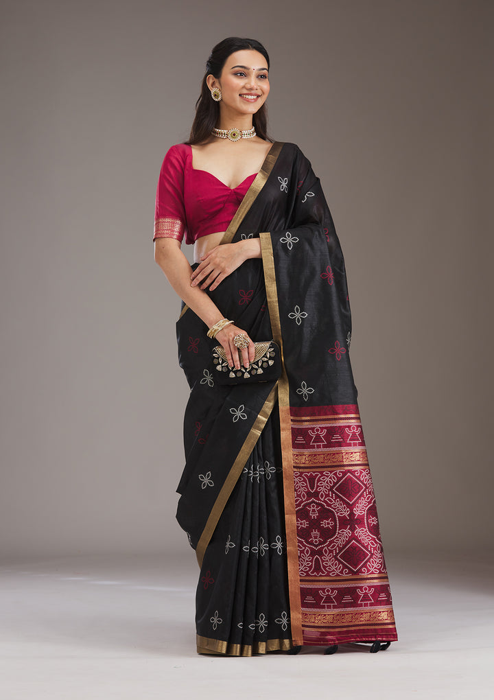 Black Zariwork Tissue Saree