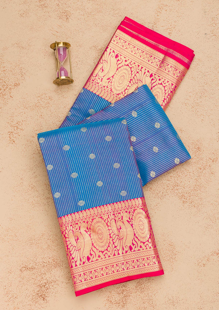 Blue Zariwork Pure Silk Saree