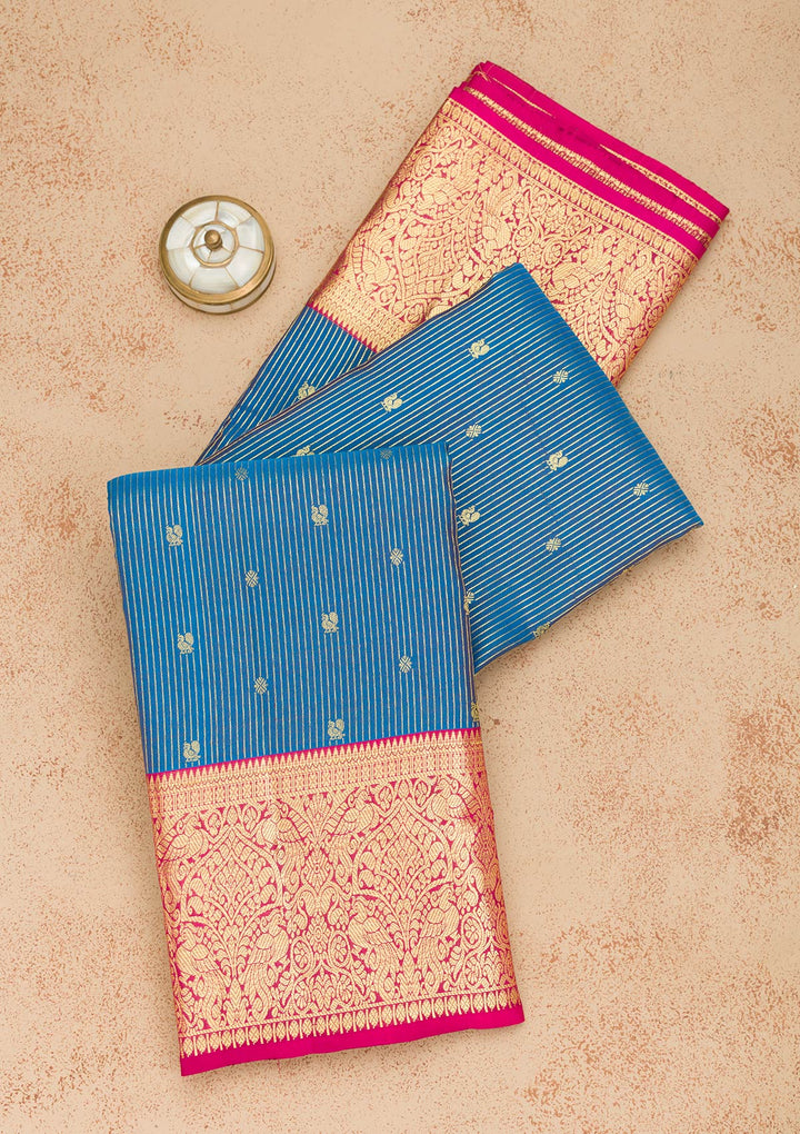 Blue Zariwork Pure Silk Saree
