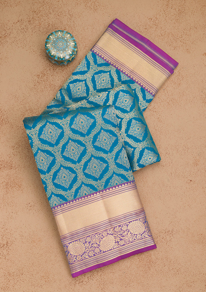 Blue Zariwork Pure Silk Saree
