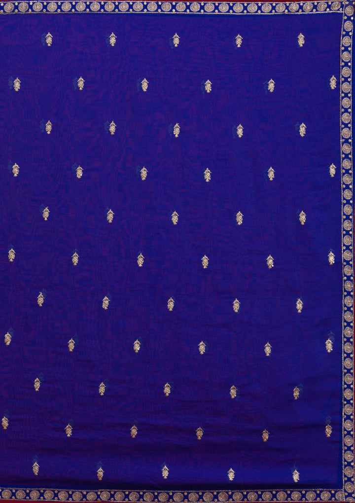 Blue Zariwork Semi Crepe Readymade Lehenga