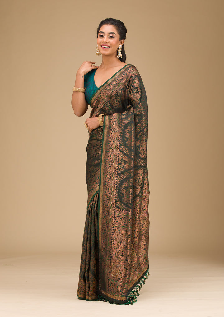 Bottle Green Stonework Art Silk Saree