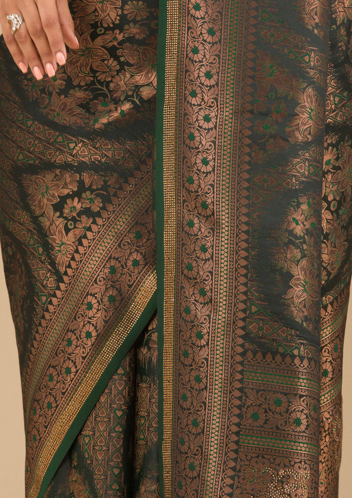 Bottle Green Stonework Art Silk Saree