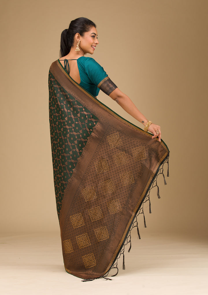 Bottle Green Stonework Art Silk Saree