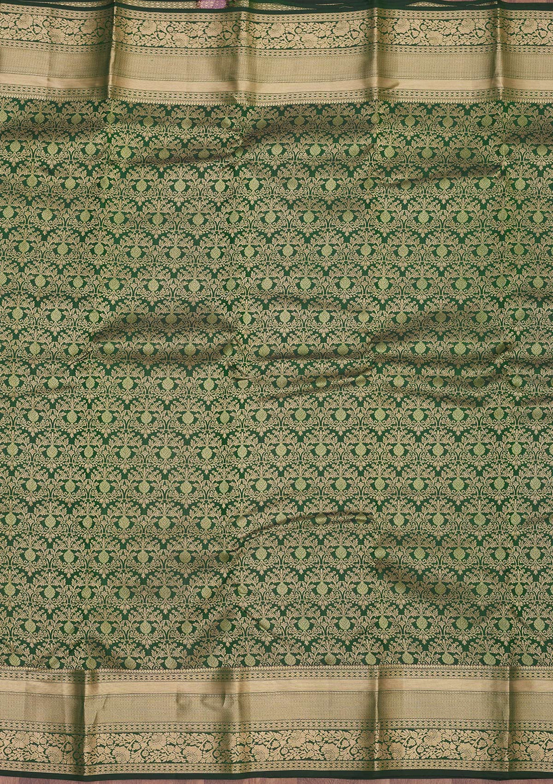 Bottle Green Zariwork Pure Silk Saree