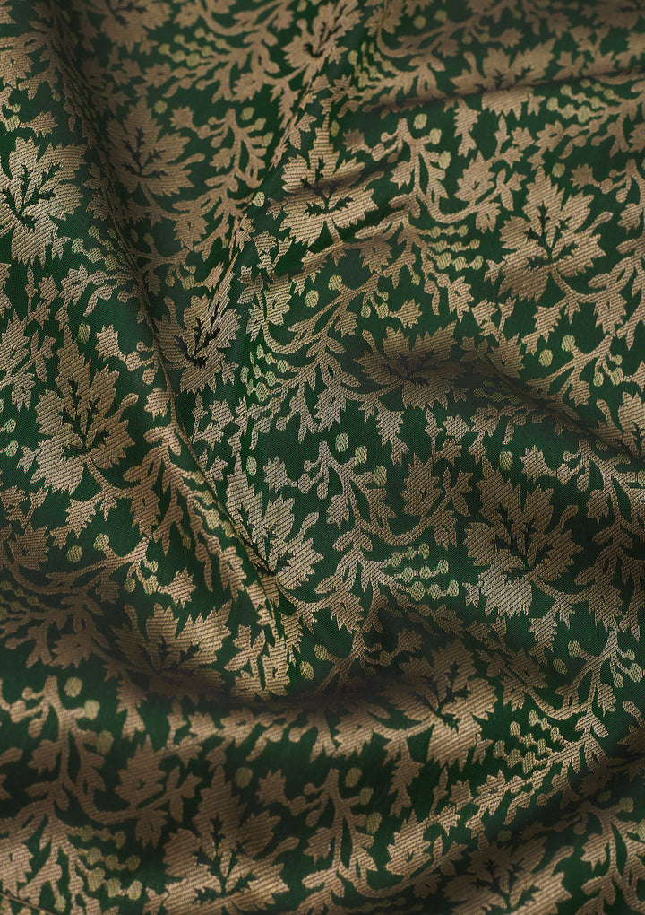 Bottle Green Zariwork Pure Silk Saree