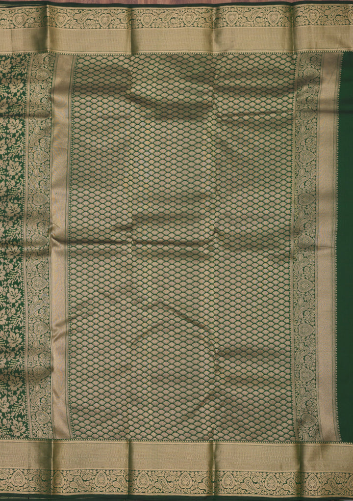 Bottle Green Zariwork Pure Silk Saree