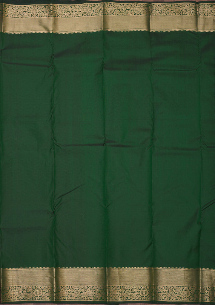 Bottle Green Zariwork Pure Silk Saree